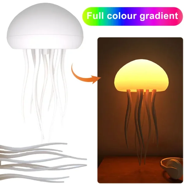 Veilleuse Méduse de Dessin Animé RVB Dégradé, Lampe de oral et Mignonne, Commande Vocale, Charge de Type-C, LED – Image 3